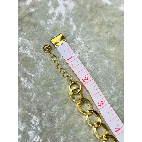 KH Studio Gold Tone Resin Green Enamel Statement Necklace Peacock-like - Picture 6 of 9